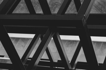 black and white structural beams