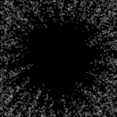 Obraz premium Falling numbers, big data concept. Binary white chaotic flying digits. Appealing futuristic banner on black background. Digital vector illustration with falling numbers.