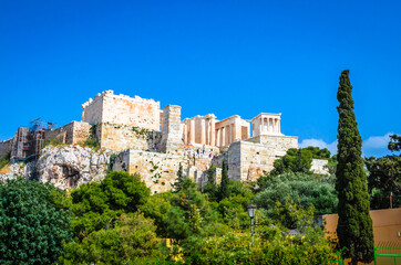 Fototapeta na wymiar Panoramic view of Acropolis Hill in Athens, capital of Greece.