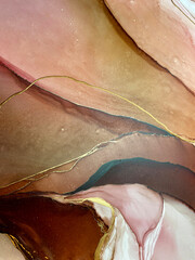 Abstract pink with gold background — pink and beige art with beautiful smudges and stains made...