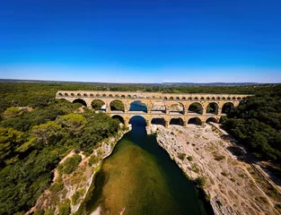 Door stickers Pont du Gard The aerial view of the Pont du Gard, an ancient tri-level Roman aqueduct bridge in France