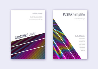 Geometric cover design template set. Rainbow abstr