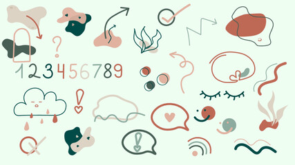 Abstract arrows vector. Hand drawn and doodle object elements, prints and pattern design