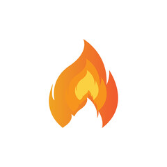 red smoldering fire icon vector logo, classic retro design