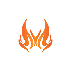 red smoldering fire icon vector logo, classic retro design