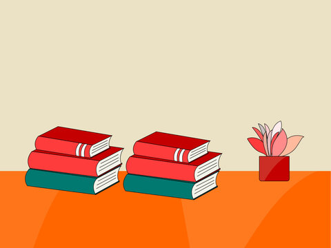 Red Books On An Orange Desk