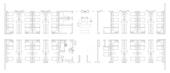 Architectural background hotel design plan in black and white. - 457772478