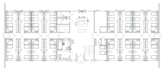 Architectural background hotel design plan in Vector black and white.
