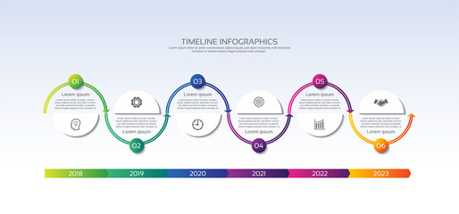 Presentation business infographic timeline colorful with 6 step