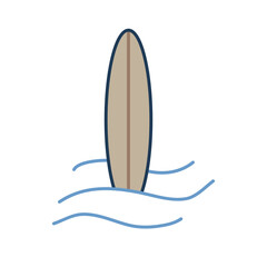 Vector illustration of surfboard on wave.
