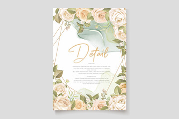 beautiful hand drawn roses wedding invitation card set