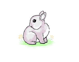 Cute bunny seen in the garden. watercolor
