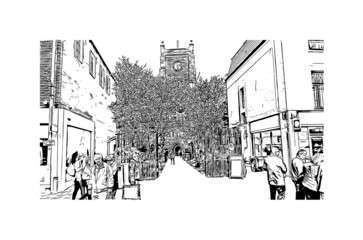 Fototapeta premium Building view with landmark of Kingston is the city in Canada. Hand drawn sketch illustration in vector.