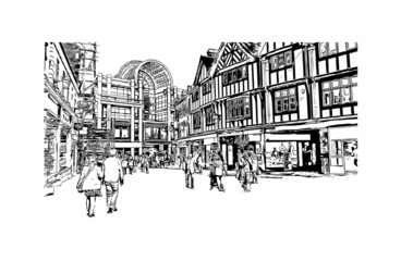 Building view with landmark of Kingston is the 
city in Canada. Hand drawn sketch illustration in vector.