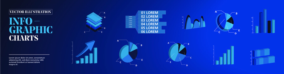 Set of graphic element. For presentation at work, in office. For web, banner, graphic template, graphic design, etc.