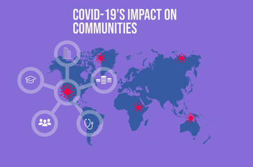 Covid-19's impact on communities concept. Social life implications of the pandemic for the nation communities