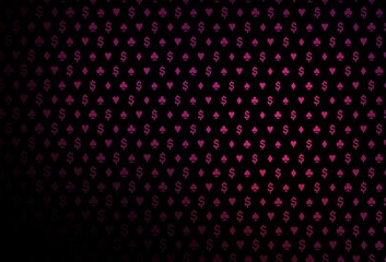 Dark pink vector cover with symbols of gamble.