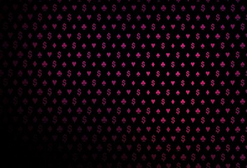Dark pink vector cover with symbols of gamble.