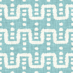 Aegean teal broken stripe rustic linen texture background. Summer line coastal living style. Light turquoise blue cloth effect textile seamless pattern. Washed out beach cottage fabric material. 