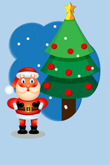 santa claus with christmas tree
