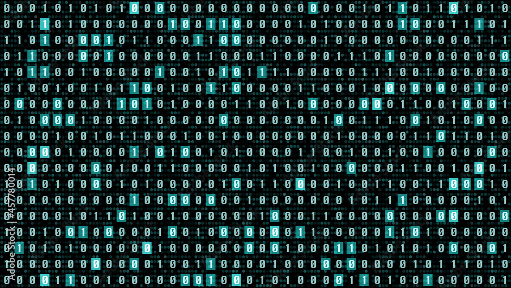 Poster Digital Graphic Binary Number with HUD Random Data Sampling Selection Futuristic Illustration