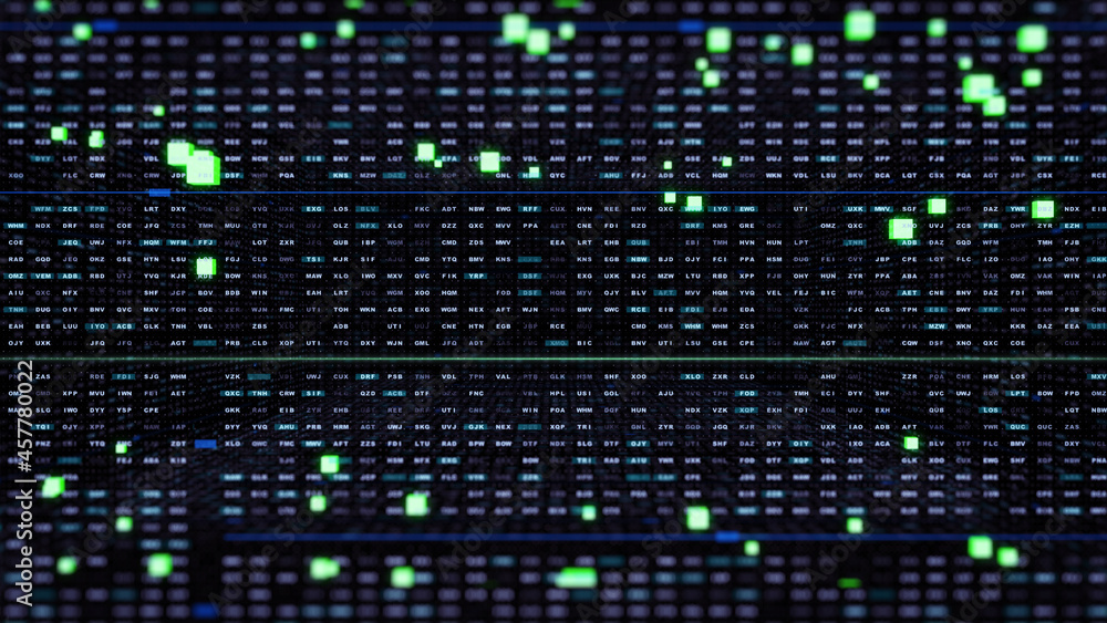 Aufkleber Digital Sampling Text Big Data Flowing Technology Information. HUD Futuristic Cyber Code Box Sampling Simulation Illustration Background.