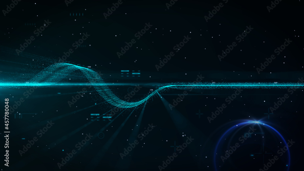 Poster Digital Data Pulse Communication Transfer Simulation. HUD Cyberspace Information Graphic Dashboard 4K Motion