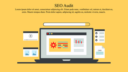 Search engine optimization (SEO) audit concept flat style vector illustration.