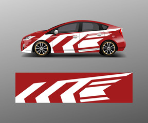 Fototapeta premium Car wrap decal design vector. Graphic abstract racing designs for vehicle, rally, race, adventure template design vector