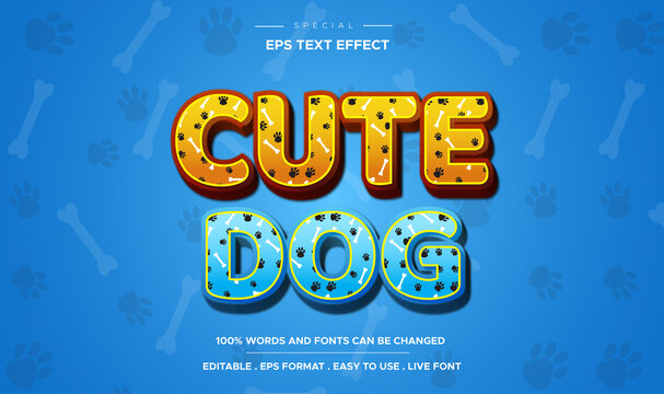 cute dog comic cartoon text editable text effect