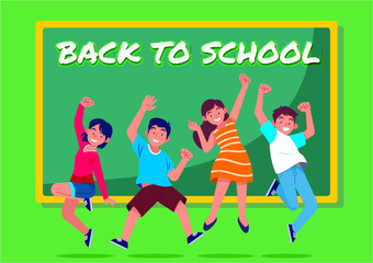 Social distancing at school after pandemic. Back to school concept after epidemic. Kids wearing face masks and maintaining safe distance. New normal scene for children.