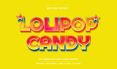 Editable text effect lolipop candy style