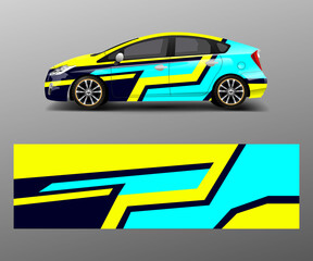 Fototapeta premium Car decal graphic vector wrap vinyl sticker. Graphic abstract wave shape designs for branding, race and drift car template design vector