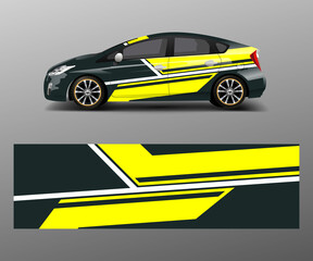 Fototapeta premium Car wrap decal design vector. Graphic abstract racing designs for vehicle, rally, race, adventure template design vector