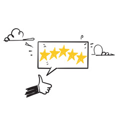 hand drawn doodle 5 star rating review feedback icon illustration isolated