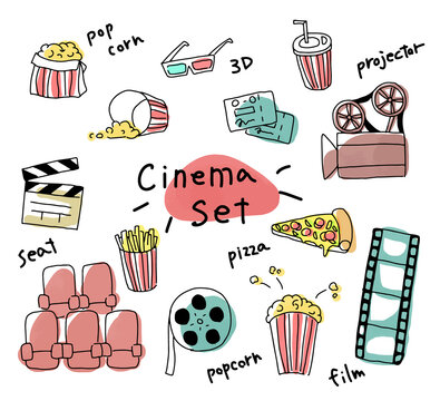 A simple hand-drawn illustration set for the movie