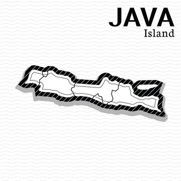 Post template for social media Java Island vector map black and white, High detailed illustration. Java Island, part of Indonesia, country in Asia.