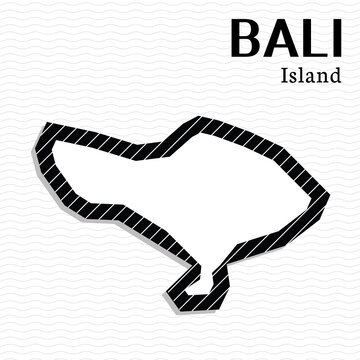 Post template for social media Bali Island vector map black and white, High detailed illustration. Bali Island, part of Indonesia, country in Asia.