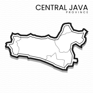 Post template for social media Central Java Island vector map black and white, High detailed illustration. Central Java Island, part of Indonesia, country in Asia.