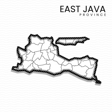 Post template for social media East Java Island vector map black and white, High detailed illustration. East Java Island, part of Indonesia, country in Asia.