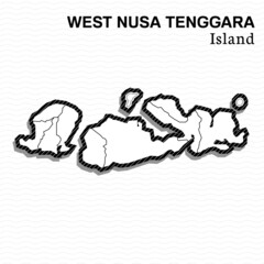 Post template for social media West Nusa Tenggara Island vector map black and white, High detailed illustration. West Nusa Tenggara Island, part of Indonesia, country in Asia.