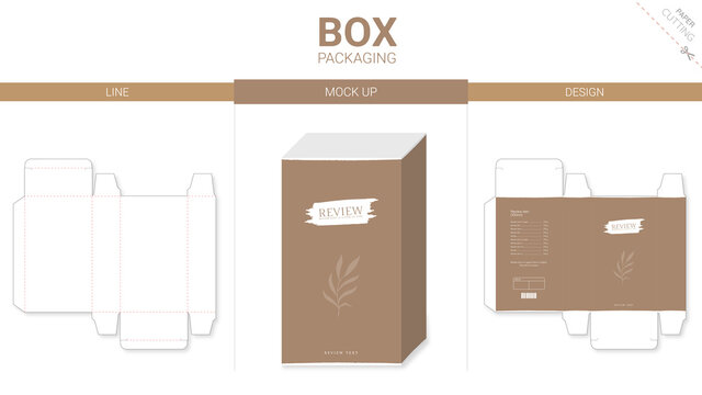 Box packaging and mockup die cut template
