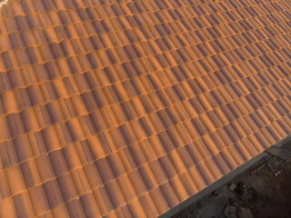 Orange brown new house roof texture in rural village