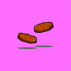 Flying two cookies with choco chip food and beverage cartoon vector illustration