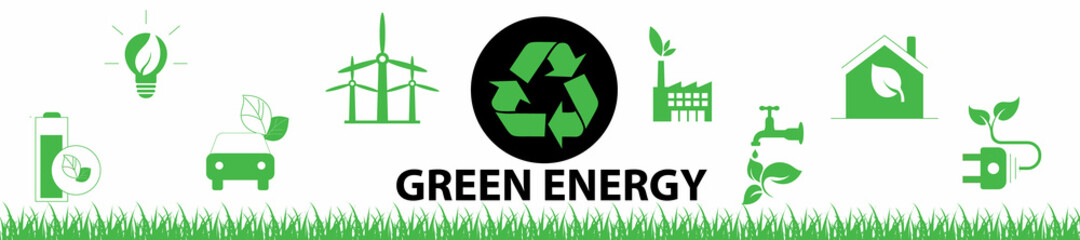 Banner design elements for sustainable energy development, Environmental and Ecology concept, Vector illustration
