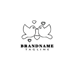 bird couple logo cartoon icon design template black isolated vector illustration