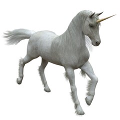 Plakat Fantasy unicorn isolated on white background 3d illustration