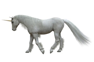 Naklejka na ściany i meble Fantasy unicorn isolated on white background 3d illustration