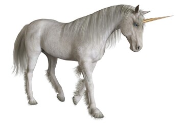 Plakat Fantasy unicorn isolated on white background 3d illustration