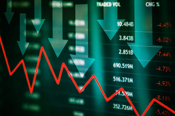 Declining finance diagram with world exchange rate